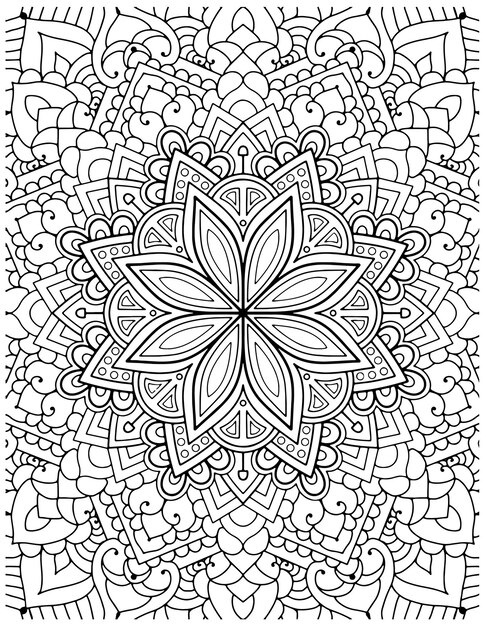 Premium Vector  Hand drawn mandala coloring pages for adult coloring book.  floral hand drawn mandala coloring page.