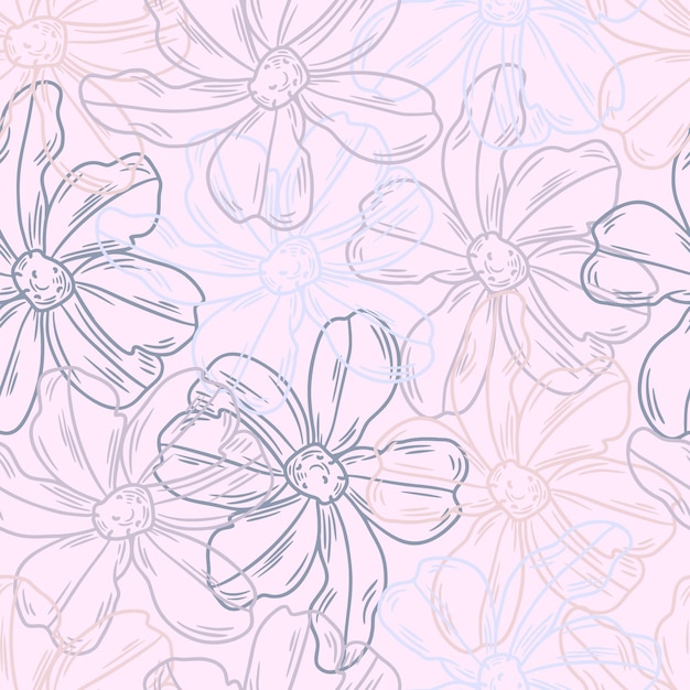 Floral Hand Drawn Sketch Seamless Pattern