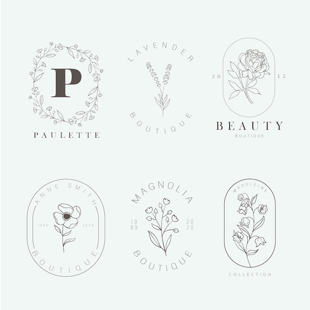 Vector floral handgetekende logo