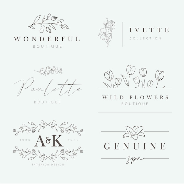 Vector floral handgetekende logo