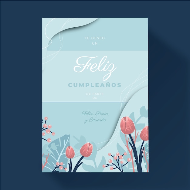 Floral happy birthday greeting card