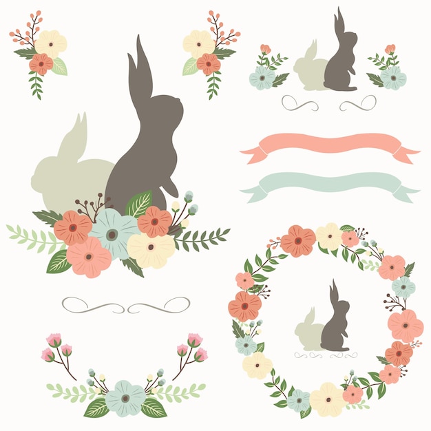 Vector floral happy easter day