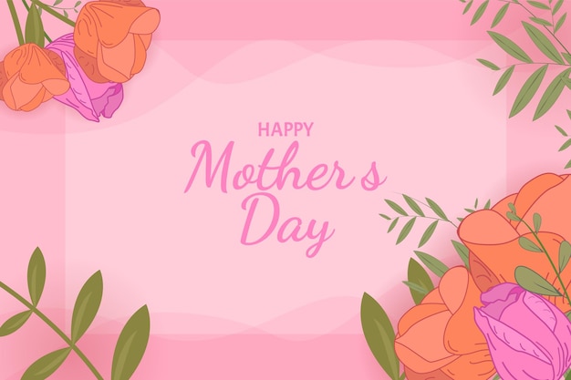 Floral happy mother day flat background