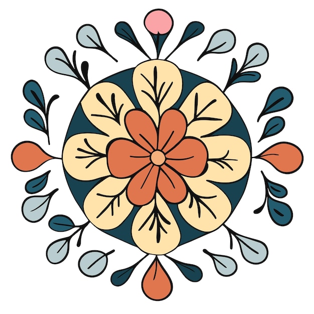 ストックグラフィック用に手描きの花の調和パターン