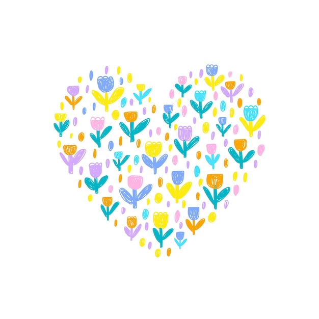 Floral heart print Vector illustration