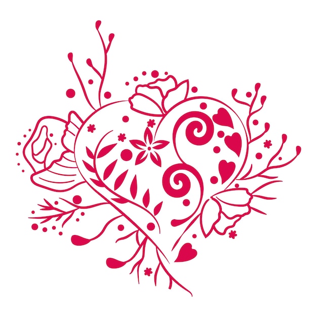 Floral Heart Valentine Day geïsoleerd op een witte achtergrond