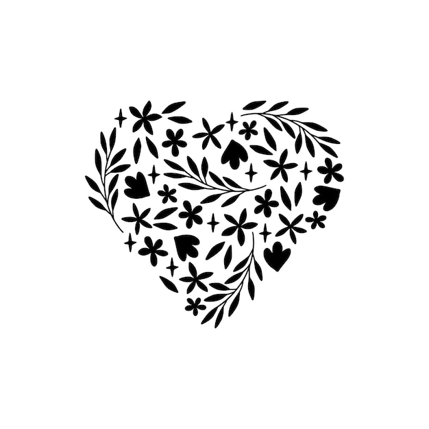 Floral heart vector illustration