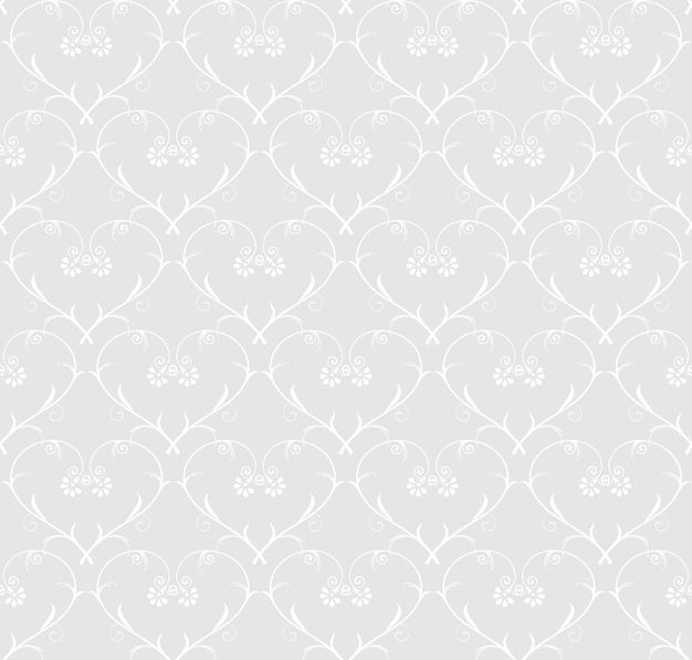 Vector floral hearts seamless pattern light gray