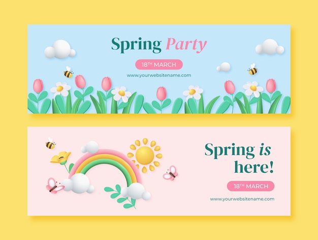 Floral horizontal banner template for spring celebration