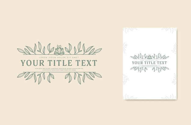 Floral horizontal border divider frame for title text with leaf flower decoration