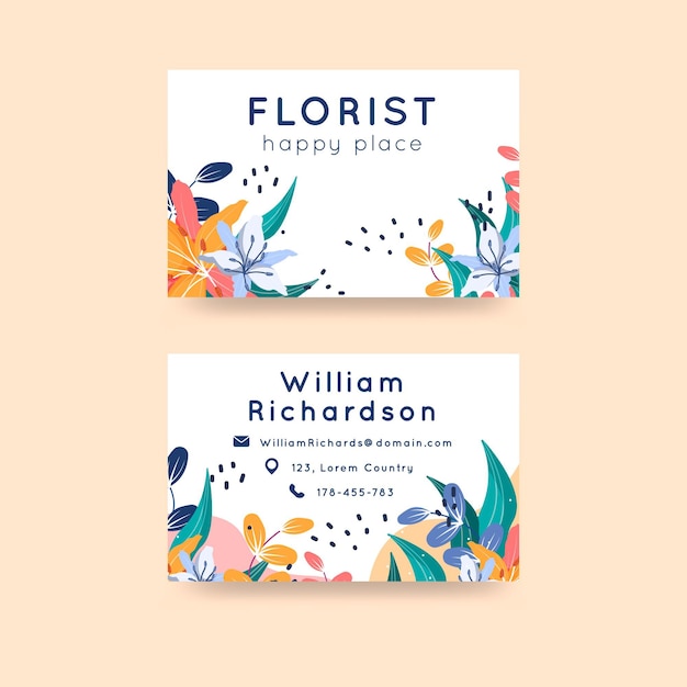 Vector floral horizontale visitekaartje set