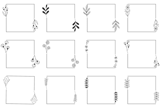 Цветочные иллюстрации рамки границы свадебные приглашения, плакаты, торжества, открытки и другие проекты графического дизайна.
