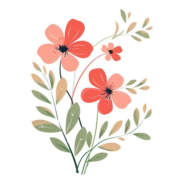 A floral illustration of red flowers and green leaves.