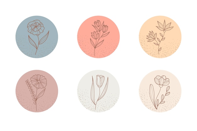 Vector floral instagram highlights for social media online websites