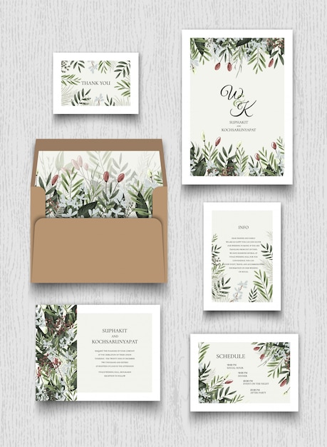 Floral invitation cards collection.