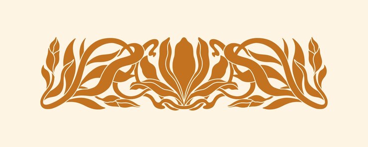 Vector floral iris flower in art nouveau 1920-1930 hand drawn in a linear style with leaves and flowers
