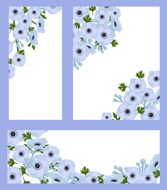 Floral kaartenset, vectorillustratie. grafisch sjabloonontwerp met decoratieve natuur, huwelijksuitnodiging met zomerbloem, collectie.