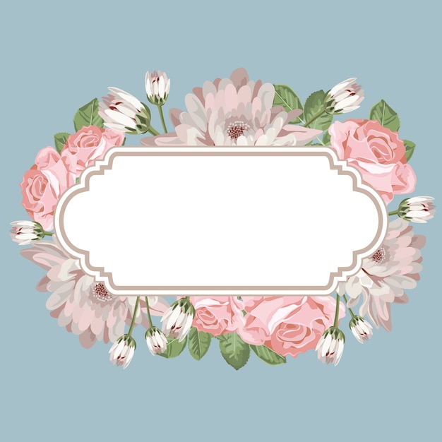 Floral kaartsjabloon met leeg frame