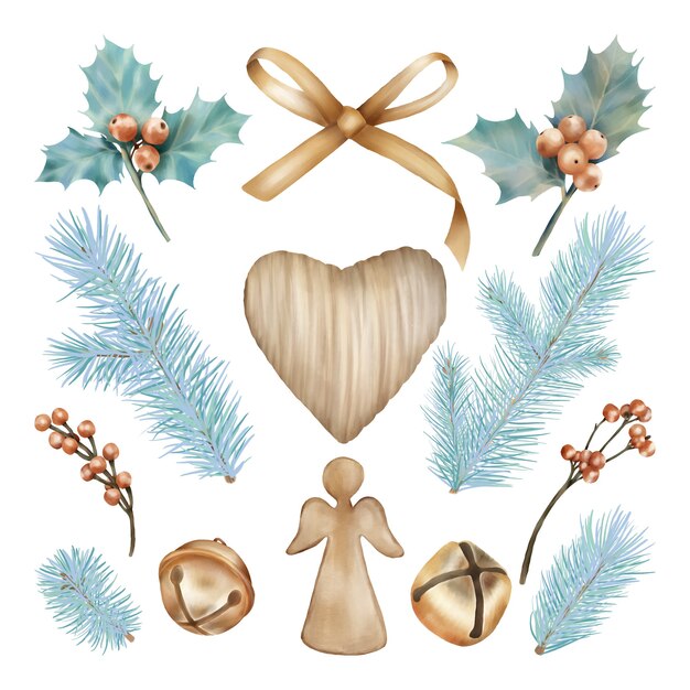 Vector floral kerstversiering set