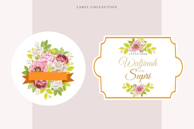 Vector floral labels in flat design