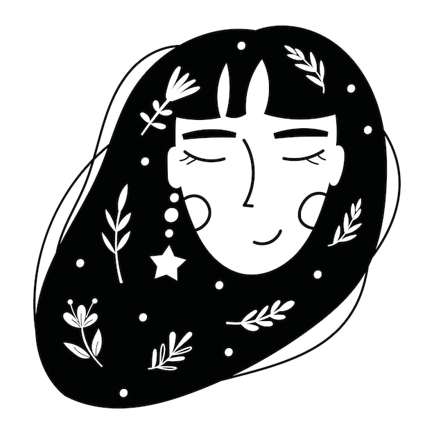 Vector floral lady's face. vector illustration.