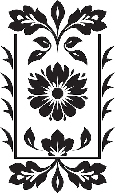 Цветочная решетка черная векторная плитка дизайн векторная икона с цветочными узорами геометрический черный дизайн