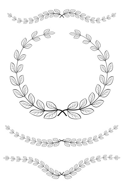 Vector floral laurel wreath border for your design element isolated on white