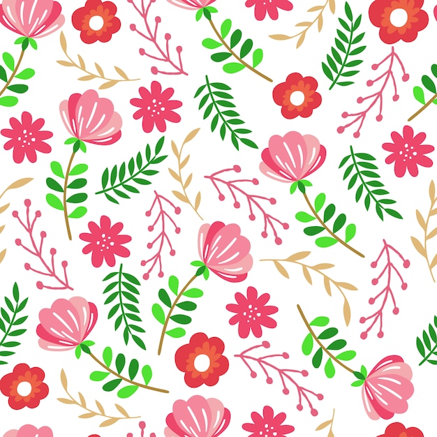 Vector floral and leaf pattern background