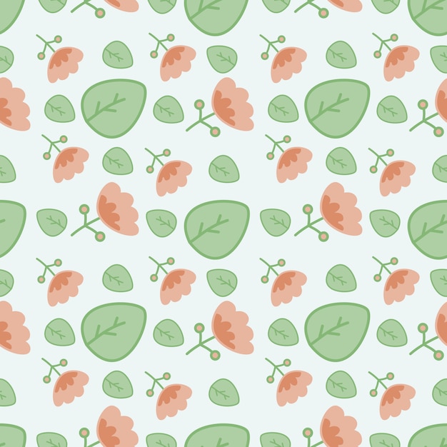 Floral and leaf seamless pattern