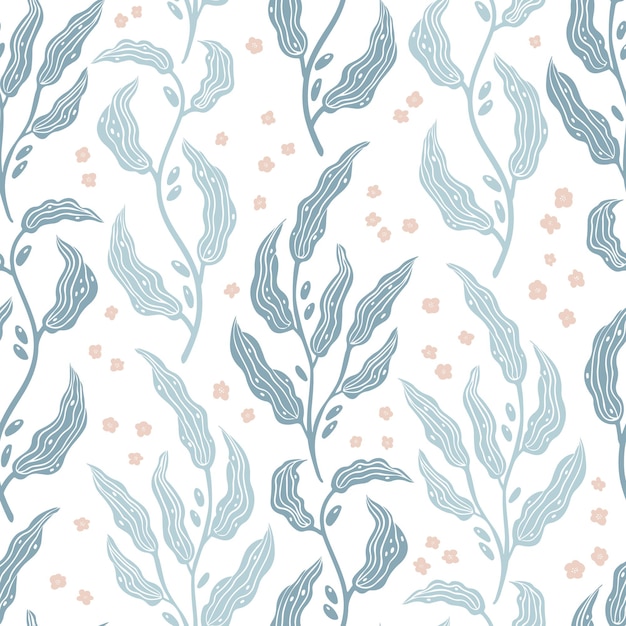 Floral leafy seamless pattern olive branch.