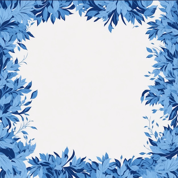 floral and leaves border on white background