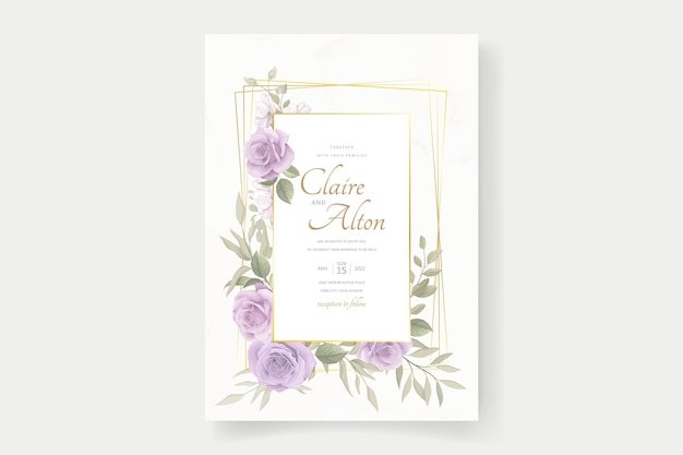 floral and leaves wedding invitation card design