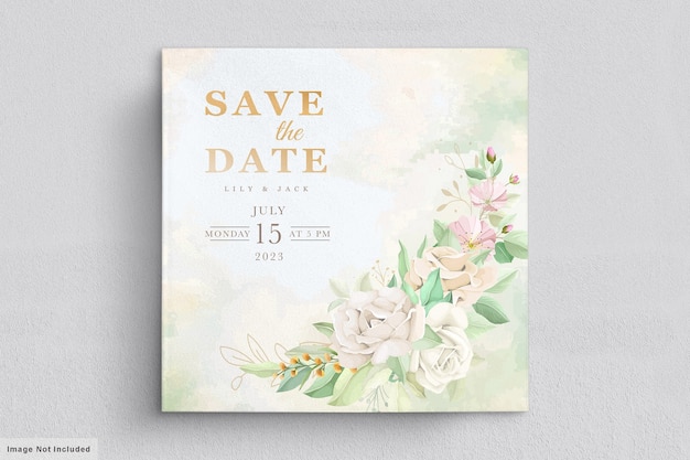 Floral leaves on wedding invitation