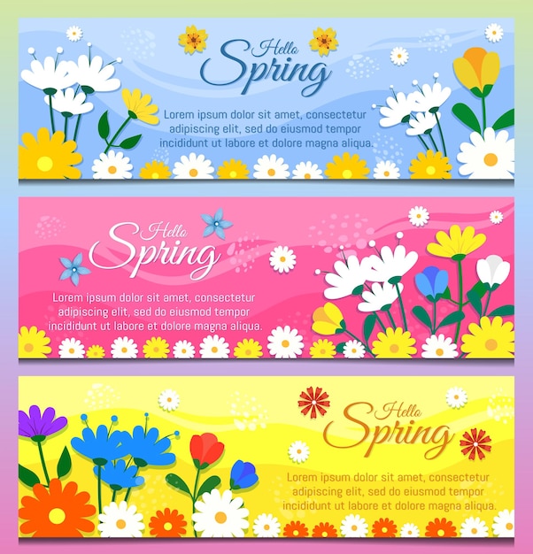 Floral lente banner set collectie