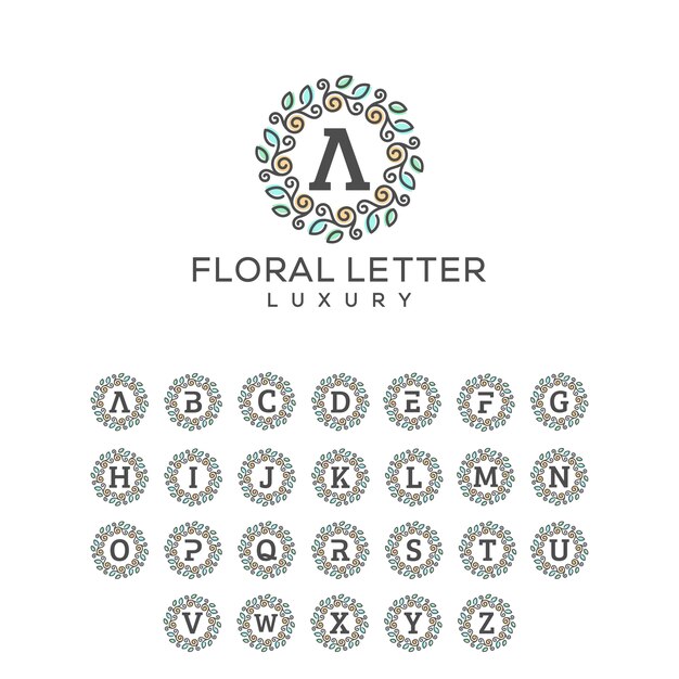 Floral letter pack concept illustratie vector sjabloon