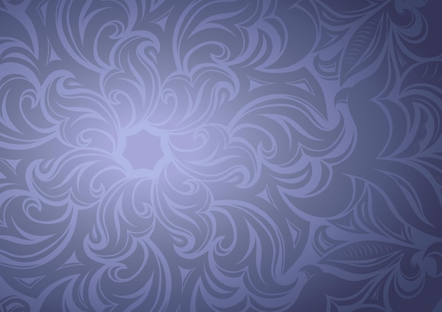 Floral light lilac gradient wallpaper with stylized flowers and foliage patterns