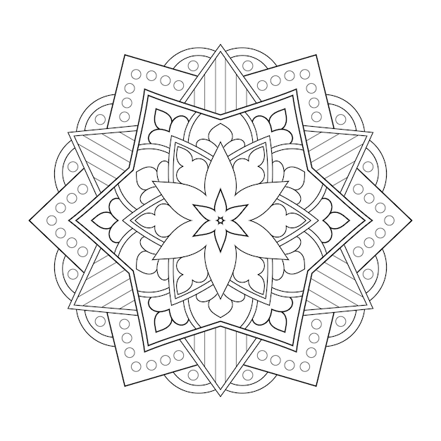Floral lijn kunst mandala patroon met arabische etnische stijl zwart-witte bloem kleurplaat pagina