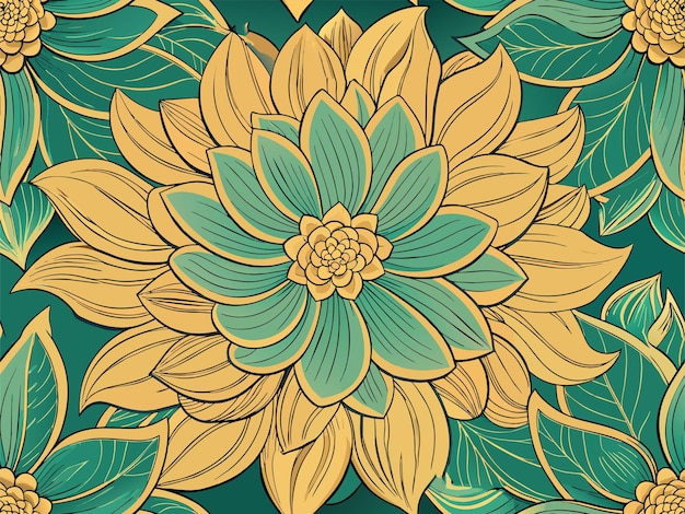 Floral line art flat design background