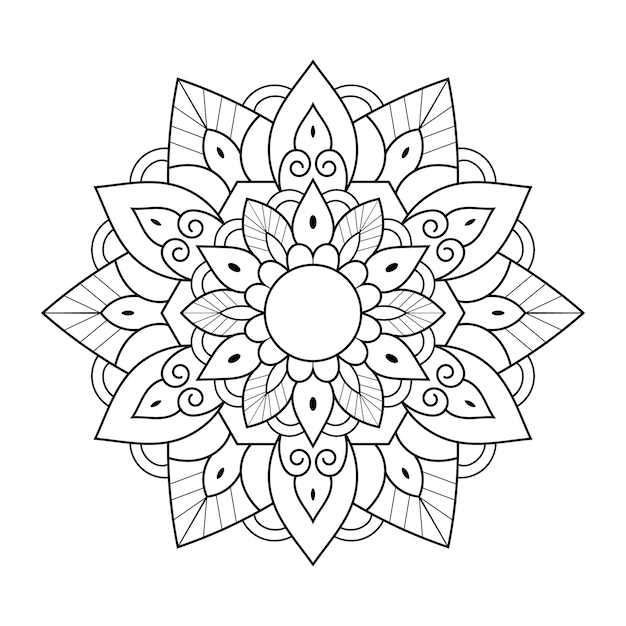 Цветочный рисунок мандалы с черно-белым цветком в арабском этническом стиле