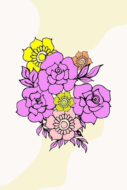 Floral Line art vector voor huwelijksverjaardag verjaardag en feest