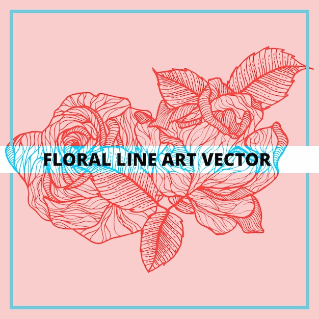 Vector floral line art vector