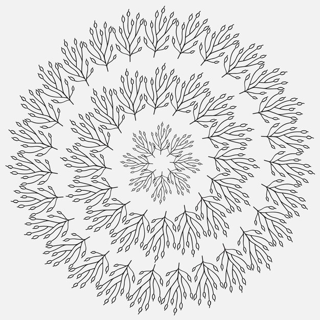 floral line circle mandala design