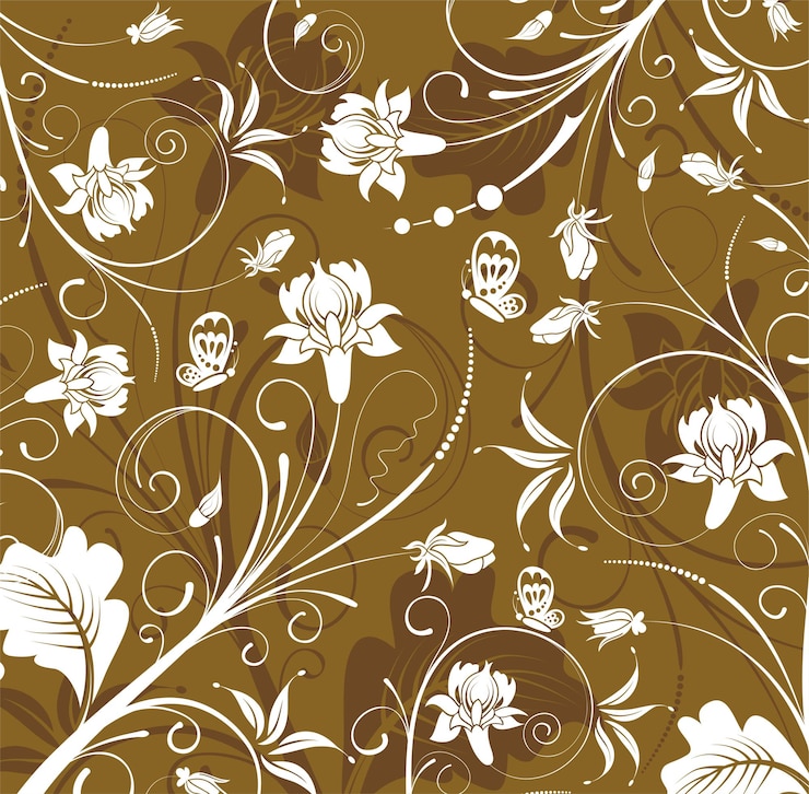 वेक्टर floral line drawing pattern