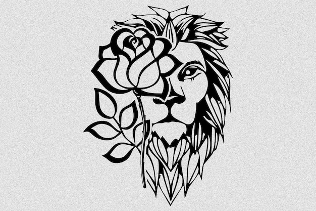 Floral Lion Face Svg, Arrow Lion Svg design illustration premium vector