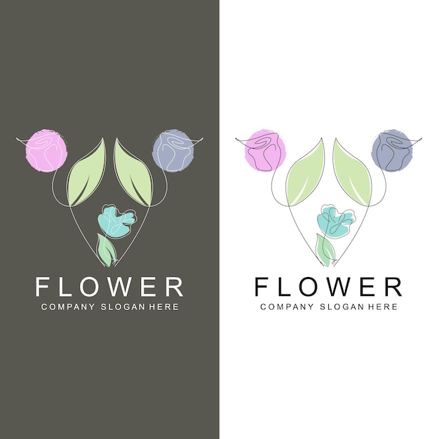 Floral Logo Design Vector Illustration Style Line Icon Abstract artwork