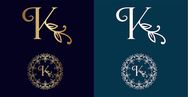 Vector floral logo k letter design