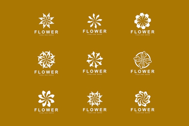 Floral logo leaves and flowers botanical garden vector floral design of life