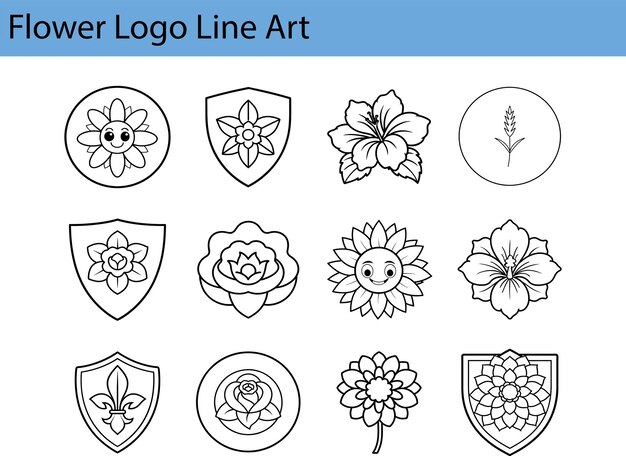 Vector floral logo line art design inspiration