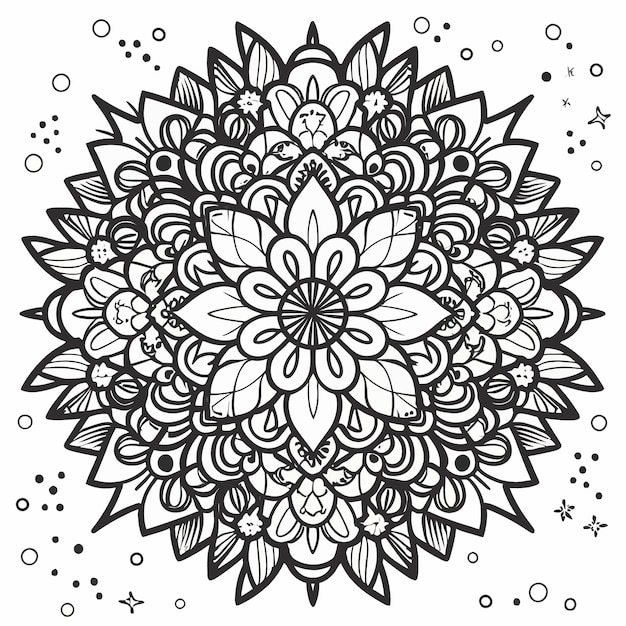 Floral Mandala Background Design Coloring Page