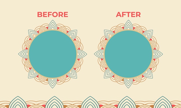 Floral mandala background design or Decorative vintage before and after photo frame